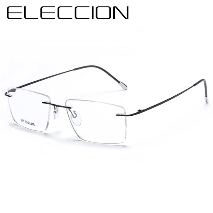 Eleccion Unisex Rimless Square Titanium Eyeglasses 14035 Rimless Eleccion