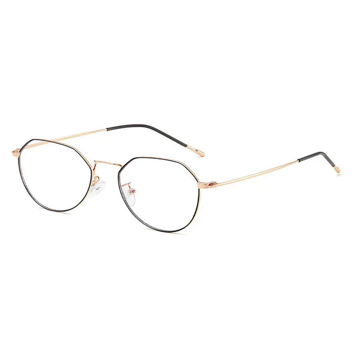 Hotony Women Full Rim Flat Top Round Alloy Eyeglasses 42021 Full Rim Hotony BLACK GOLD  