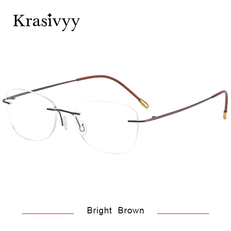 Krasivyy Unisex Rimless Oval Pure Titanium Prescription Eyeglasses KR6013 size chart