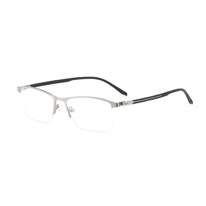 Hotochki Mens Semi Rim Square Alloy Eyeglasses 9833 Semi Rim Hotochki Silver  