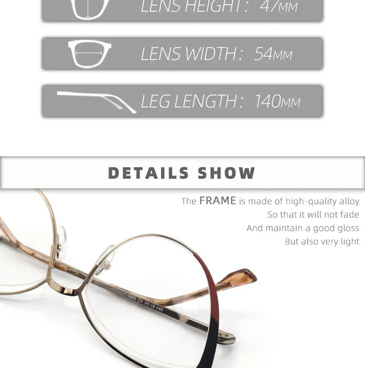 Laoyehui Women's Full Rim Oval Cat Eye Alloy Reading Glasses 1993 Reading Glasses Laoyehui   