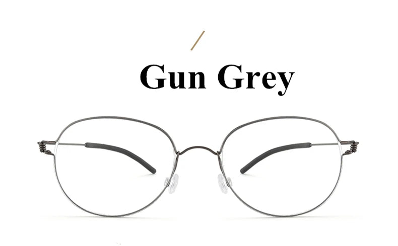 Aimee Unisex Full Rim Round Oval Screwless Titanium Eyeglasses 2343 Full Rim Aimee Gun Grey  