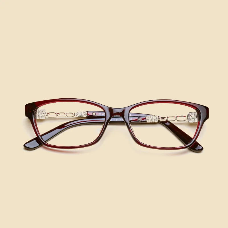 Oveliness Women's Full Rim Square Acetate Titanium Eyeglasses 424061