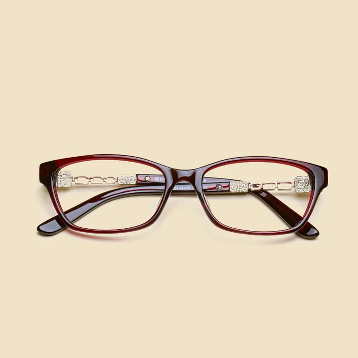 Oveliness Women's Full Rim Square Acetate Titanium Eyeglasses 424061