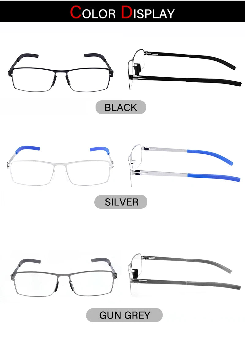 Aimee Unisex Full Rim Square Screwless Stainless Steel Eyeglasses 5085 Full Rim Aimee   