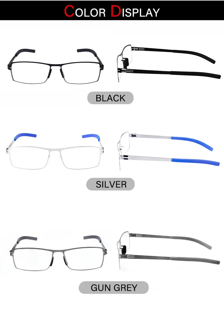 Aimee Unisex Full Rim Square Screwless Stainless Steel Eyeglasses 5085 Full Rim Aimee   