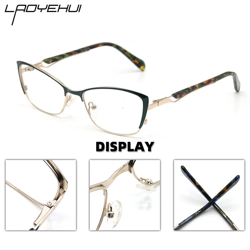 Laoyehui Women's Full Rim Square Cat Eye Alloy Reading Glasses 120036 Reading Glasses Laoyehui   