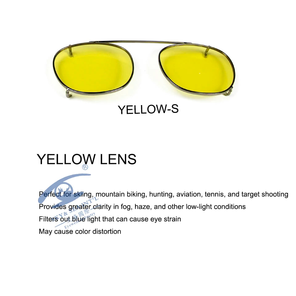 Esnbie Unisex Full Rim Round Polarized Clip On Sunglasses 4718-5218 With Clip Ons Esnbie gun yellow-S as photo 