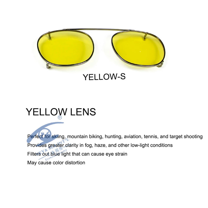 Esnbie Unisex Full Rim Round Polarized Clip On Sunglasses 4718-5218 With Clip Ons Esnbie gun yellow-S as photo 