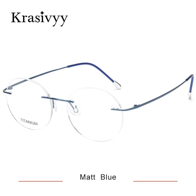 Krasivyy Unisex Rimless Round Pure Titanium Prescription Eyeglasses KR16012 size chart