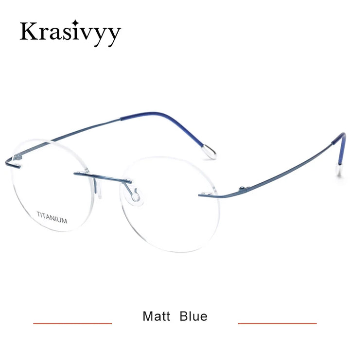 Krasivyy Unisex Rimless Round Pure Titanium Prescription Eyeglasses KR16012 size chart