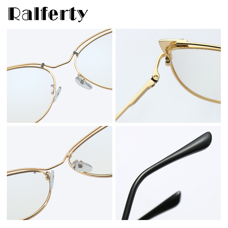 Ralferty  Women's Full Rim Square Cat Eye Eyeglass Alloy Eyeglasses F95636 Full Rim Ralferty   