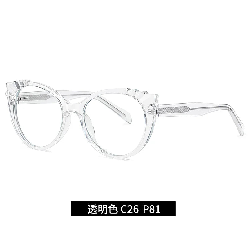 Reven Jate Unisex Full Rim Oval Cat Eye Tr 90 Alloy Eyeglasses 3510 4