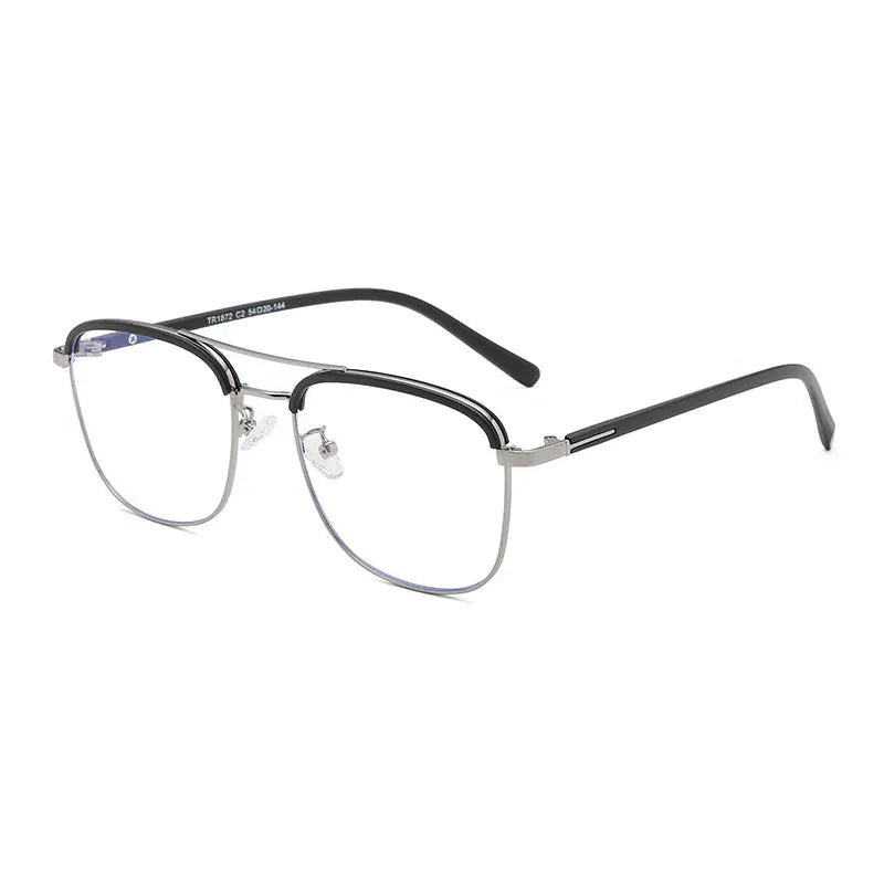 Hotony Women's Full Rim Square Double Bridge Alloy Tr 90 Eyeglasses 81872