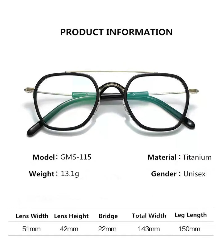 Aimee Unisex Full Rim Oval Double Bridge Titanium Acetate Eyeglasses 7115 Full Rim Aimee   