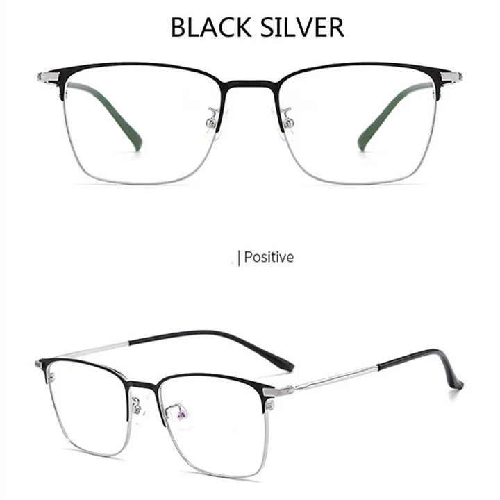 Kocolior Unisex Full Rim Square Alloy Eyeglasses 39147 Full Rim Kocolior Black Silver China 