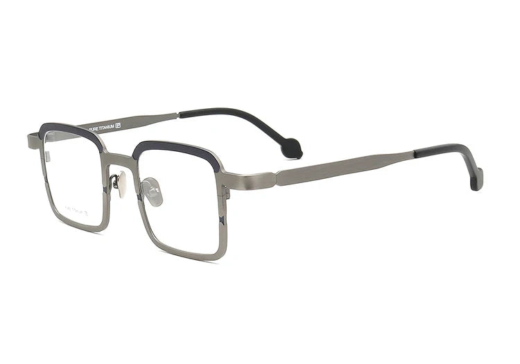 Muzz Unisex Full Rim Big Square Titanium Eyeglasses 47746 Full Rim Muzz C3