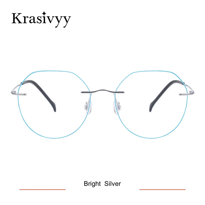 Krasivyy Women's Rimless Flat Top Oval Titanium  Eyeglasses 331008