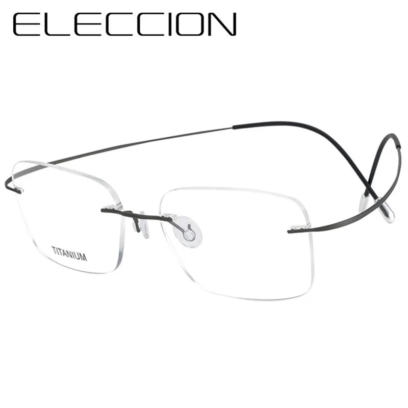 Eleccion Unisex Rimless Square Screwless Titanium Eyeglasses 16016 Rimless Eleccion