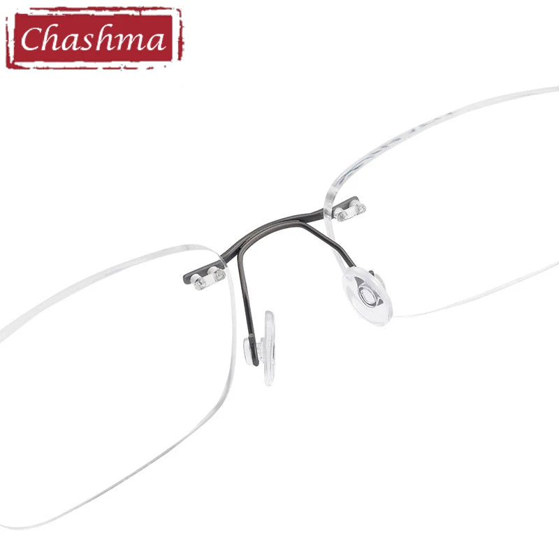 Chashma Unisex Rimless Square Titanium Eyeglasses 16006 Rimless Chashma   