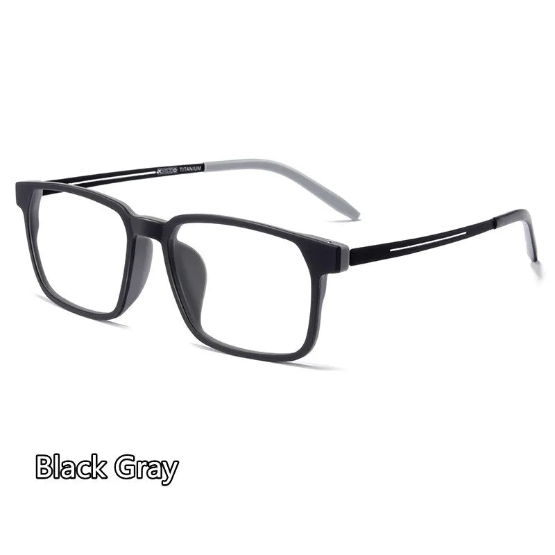 Kocolior Unisex Full Rim Square Tr 90 Titanium Hyperopic Reading Glasses 88781 Reading Glasses Kocolior Black Gray 0 