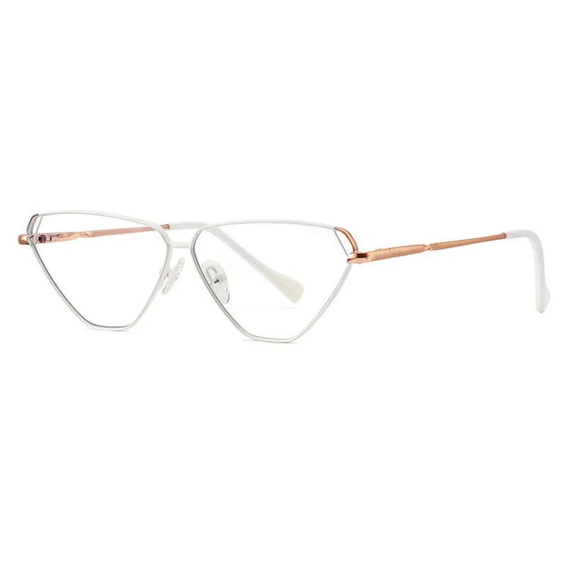 Hotony Women's Full Rim Triangle Cat Eye Alloy Eyeglasses 3023 Full Rim Hotony WHITE  