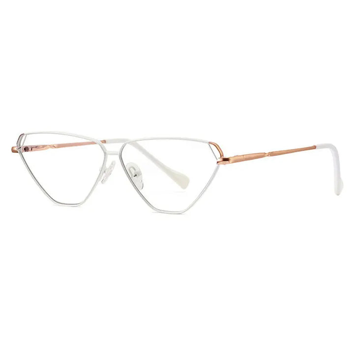 Hotony Women's Full Rim Triangle Cat Eye Alloy Eyeglasses 3023 Full Rim Hotony WHITE  