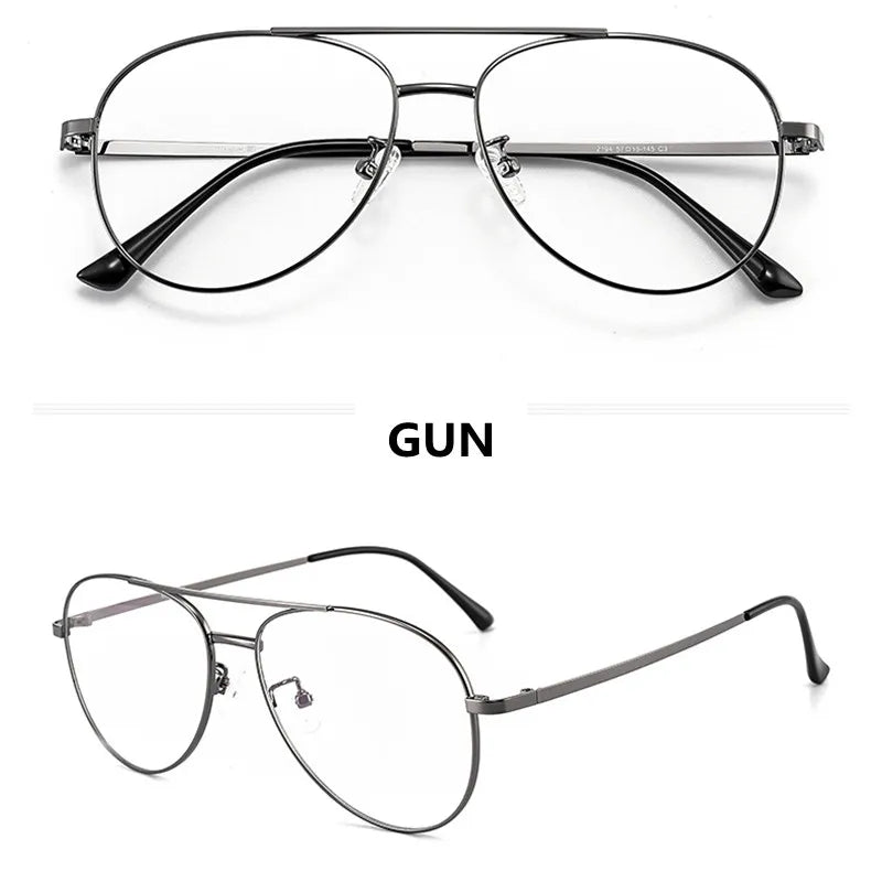 Kocolior Unisex Full Rim Large Oval Double Bridge Titanium Eyeglasses 2194 Full Rim Kocolior Gun China 