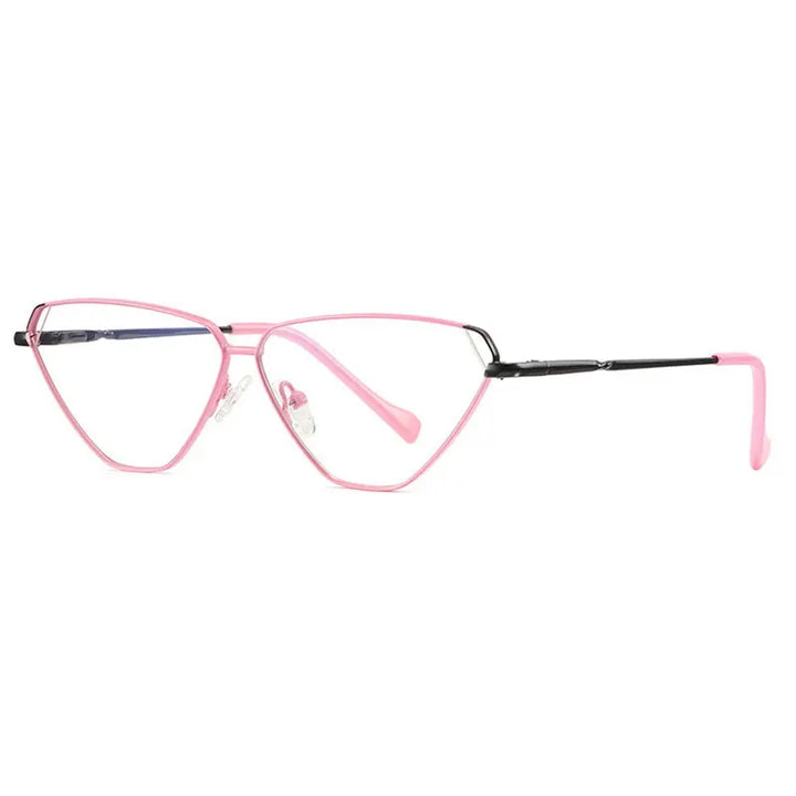 Hotony Women's Full Rim Triangle Cat Eye Alloy Eyeglasses 3023 Full Rim Hotony Pink  