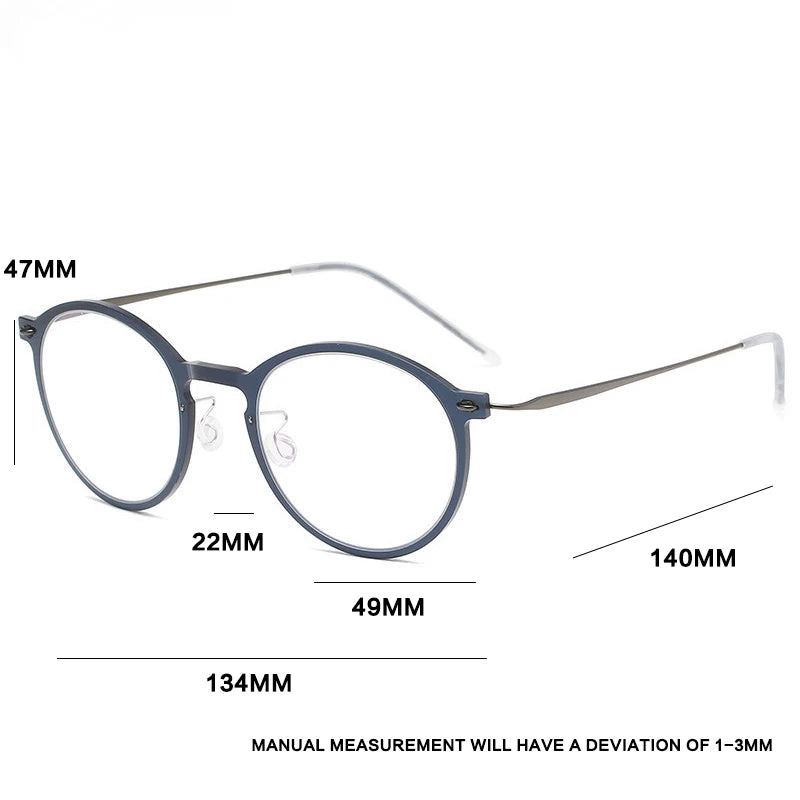 Aimee Unisex Full Rim Round Screwless Titanium Acetate Eyeglasses 6541 Full Rim Aimee   