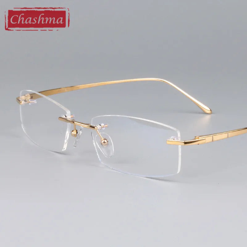 Chashma Ochki Women's Rimless Square Titanium Eyeglasses 6379 Rimless Chashma Ochki Gold  