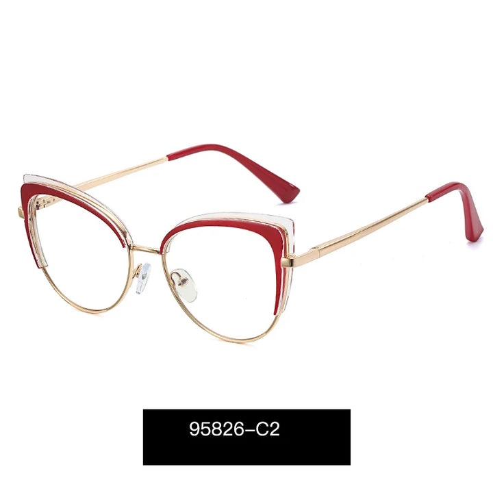 Hotony Women's Full Rim Oval Cat Eye Tr 90 Alloy Eyeglasses 958264