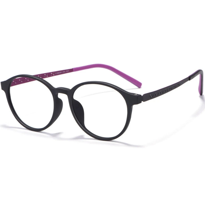Kocolior Unisex Full Rim Round Tr 90 Titanium Eyeglasses 0868 Full Rim Kocolior Black Purple  