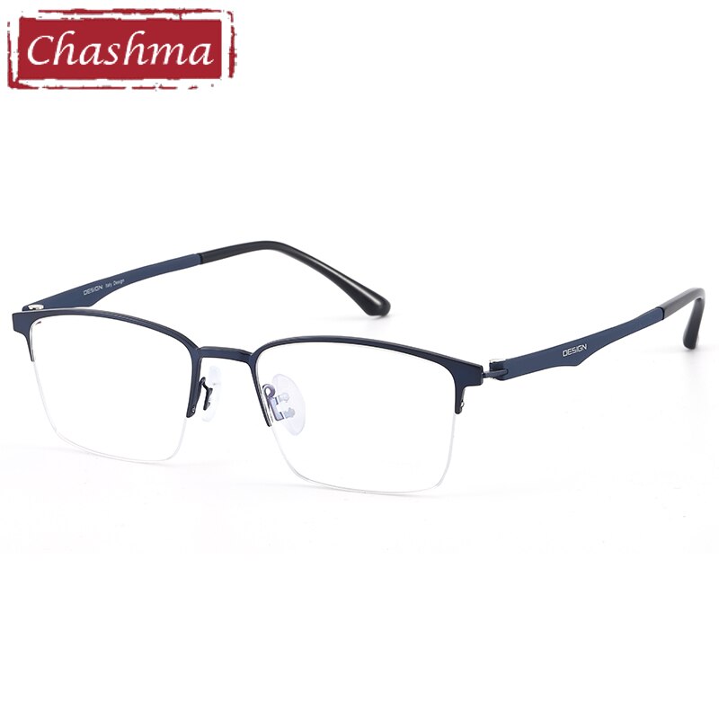 Chashma Men's Semi Rim Square Stainless Steel Eyeglasses 9411 Semi Rim Chashma Blue  