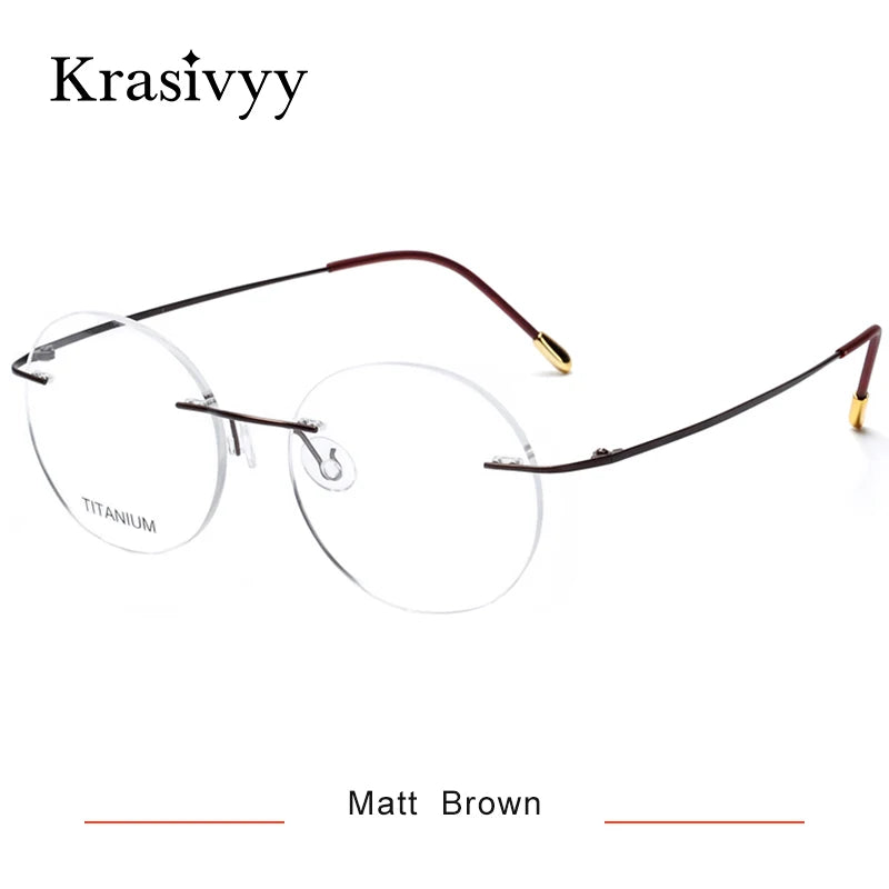 Krasivyy Unisex Rimless Round Pure Titanium Prescription Eyeglasses KR16012 size chart