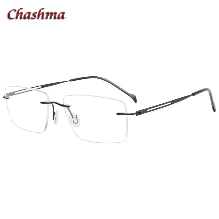 Chashma Ottica Men's Rimless Rectangle Titanium Eyeglasses 5019 Rimless Chashma Ottica Black  