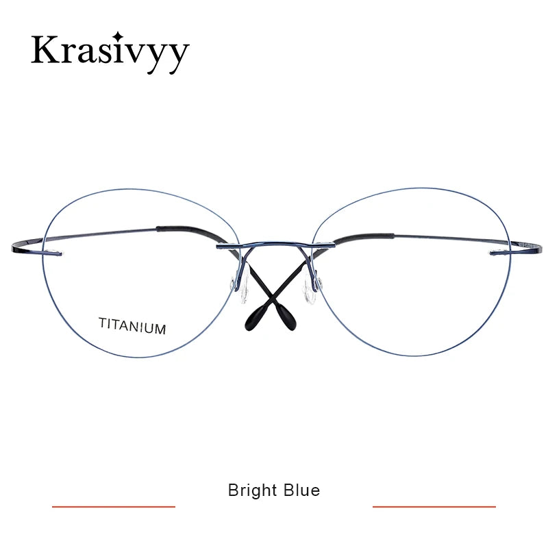 Krasivyy Unisex Rimless Oval Round Titanium Eyeglasses 36019