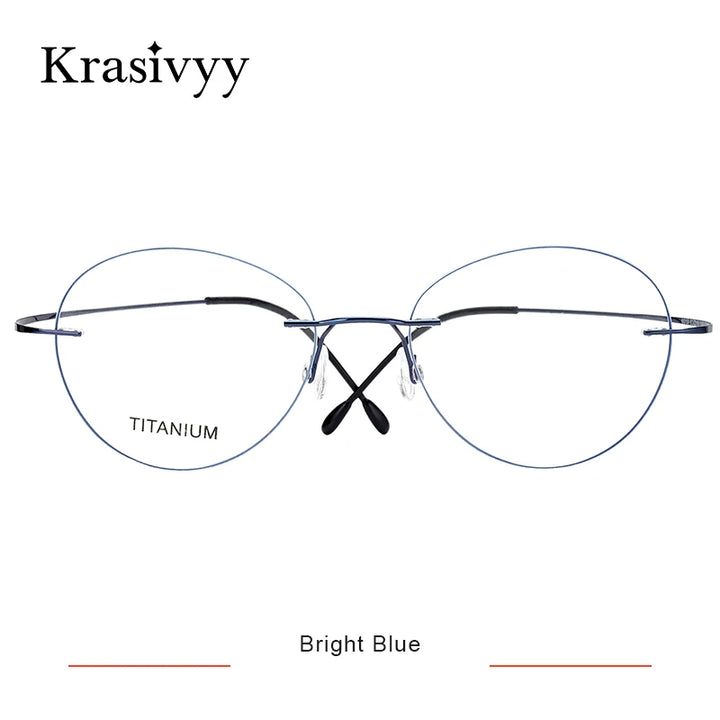 Krasivyy Unisex Rimless Oval Round Titanium Eyeglasses 36019