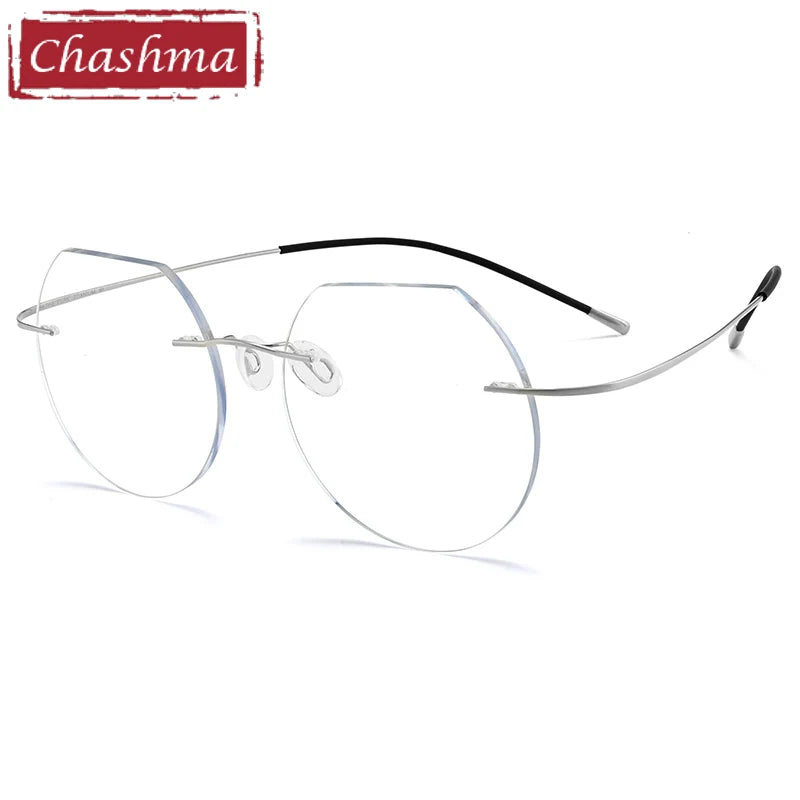 Chashma Ottica Women's Rimless Flat Top Round Titanium Eyeglasses 70120