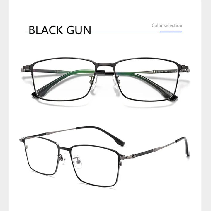 Kocolior Unisex Full Rim Square Titanium Alloy Hyperopic Reading Glasses 39206 Reading Glasses Kocolior Black Gun China 0