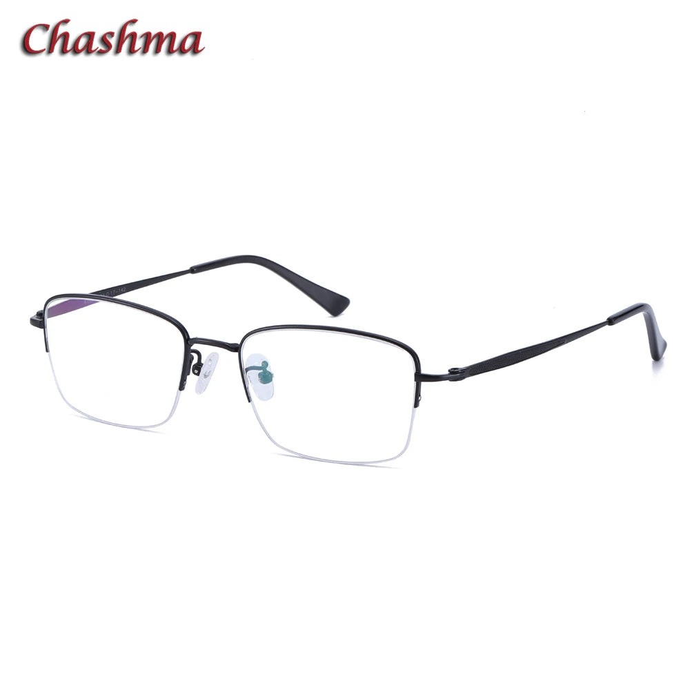 Chashma Ochki Men's Semi Rim Square Titanium Eyeglasses 89234