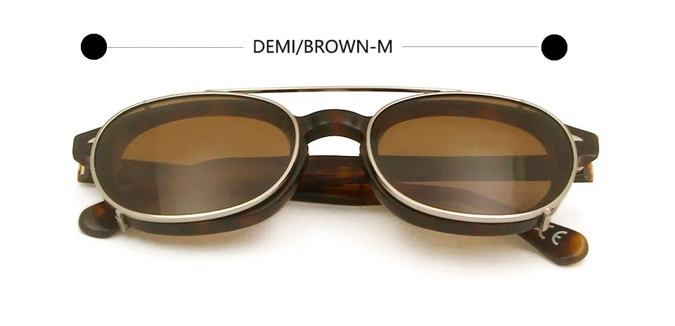 Esnbie Unisex Full Rim Square Acetate Eyeglasses Clip On Sunglasses 3443 Full Rim Esnbie DEMI-BROWN-M AS PHOTO 