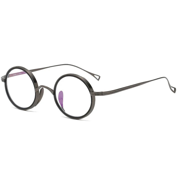 Aimee Unisex Full Rim Round Titanium Acetate Eyeglasses 112122 Full Rim Aimee Gun  