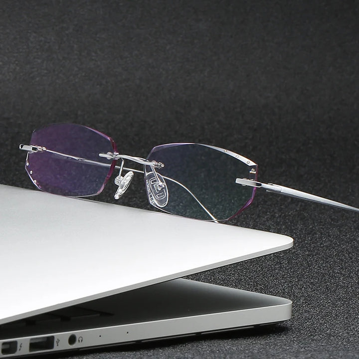 Zirosat Women's Rimless Oval Rectangle Titanium Eyeglasses 9037