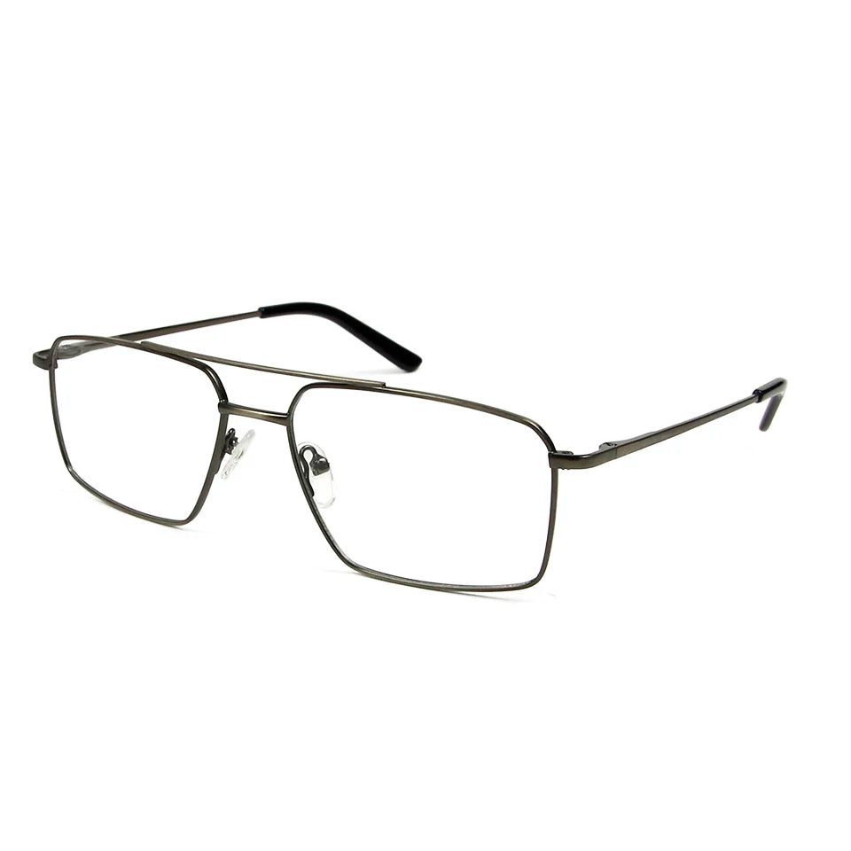 Esnbie Unisex Full Rim Square Double Bridge Alloy Eyeglasses 11361 Full Rim Esnbie   