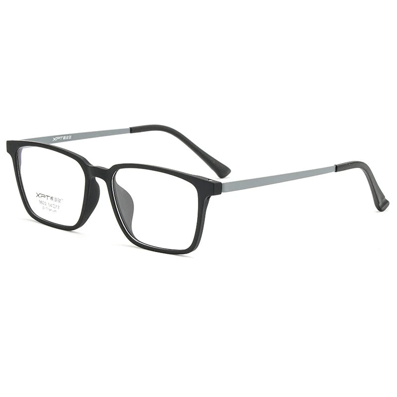 Kocolior Men's Full Rim Large Square Tr 90 Titanium Eyeglasses 9822 Full Rim Kocolior Black Gray  