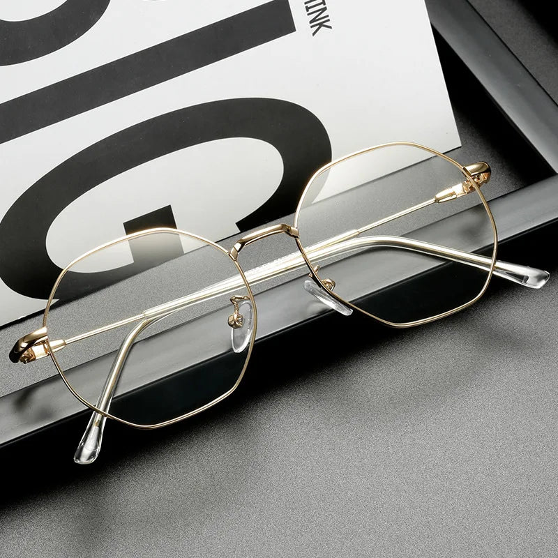 Kocolior Unisex Full Rim Polygon Titanium Alloy Eyeglasses 9039 Full Rim Kocolior   
