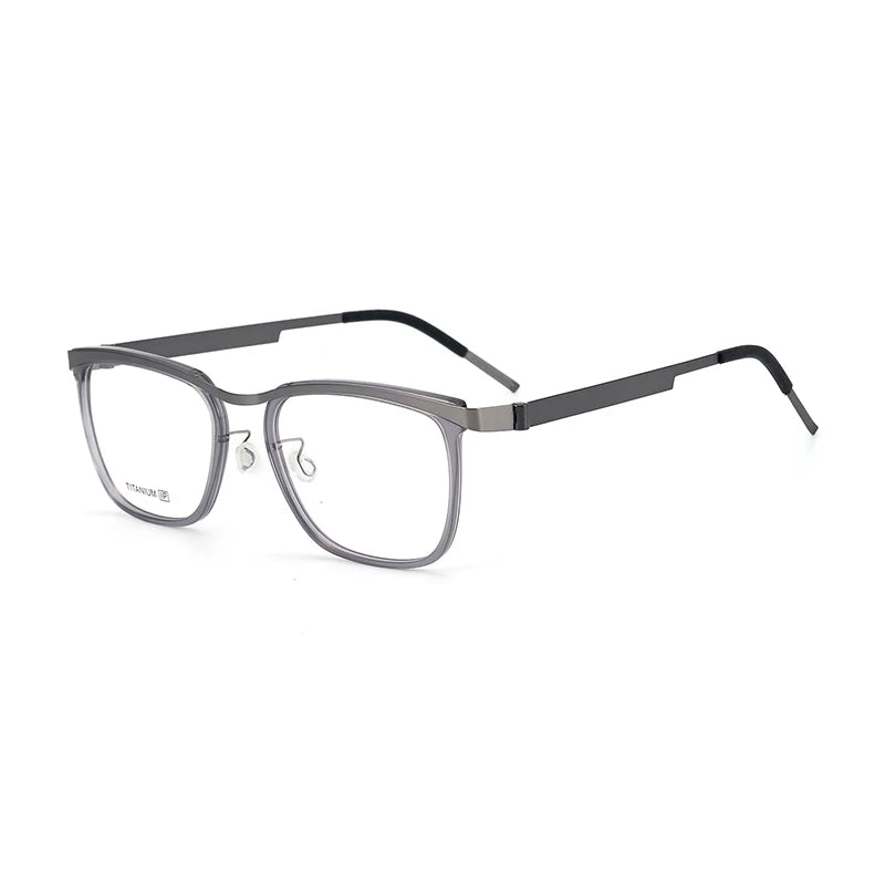 Aimee Men's Unisex Full Rim Square Titanium Acetate Eyeglasses 9908 Full Rim Aimee Gun-Clear  