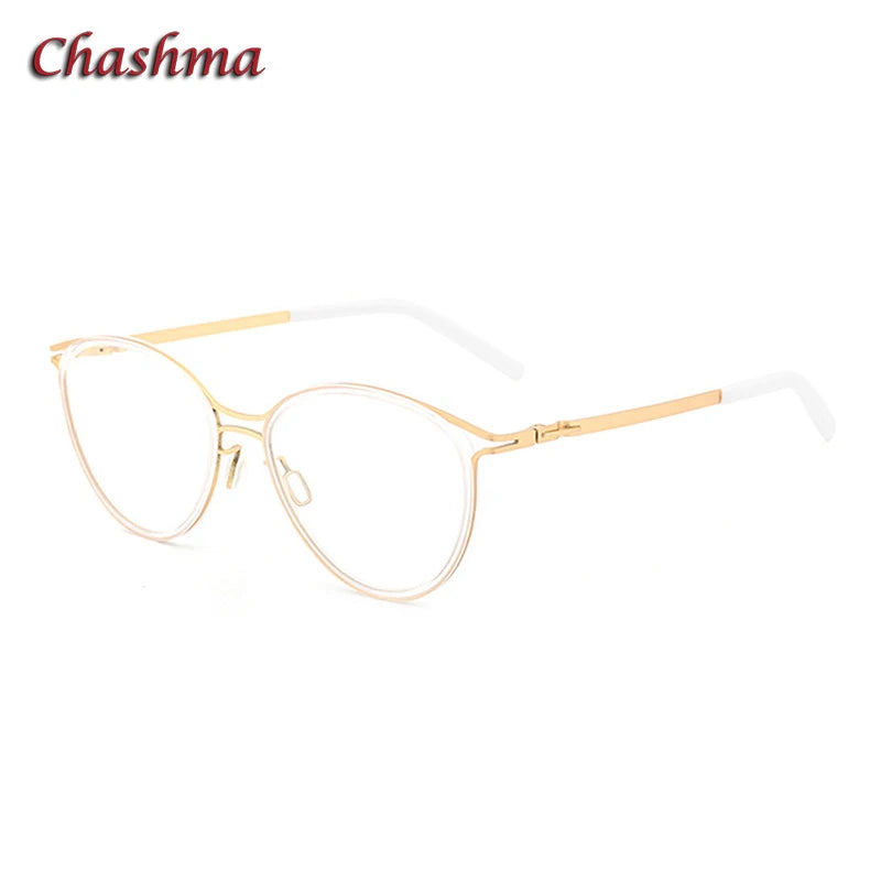 Chashma Ochki Men's Full Rim Round Acetate Titanium Eyeglasses 89032