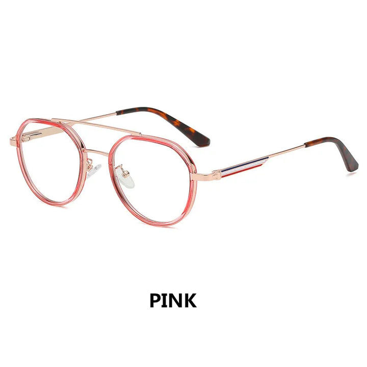 Kocolior Unisex Full Rim Oval Double Bridge Tr 90 Alloy Eyeglasses 2331 Full Rim Kocolior Pink China 